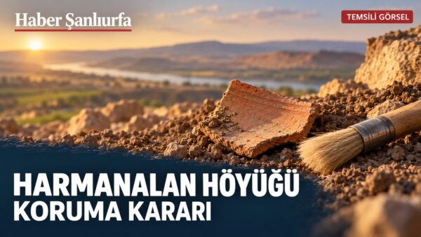 Harmanalan Höyüğü koruma haberini simgeleyen arkeoloji fırçası ve seramik parçası; temsili görsel.